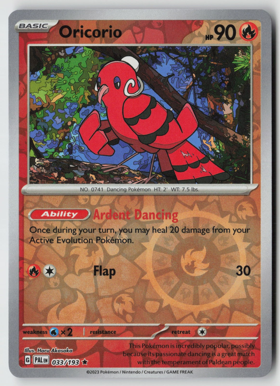 Oricorio 033/193 SV02: Paldea Evolved Rare Reverse Holo NM Haru Akasaka