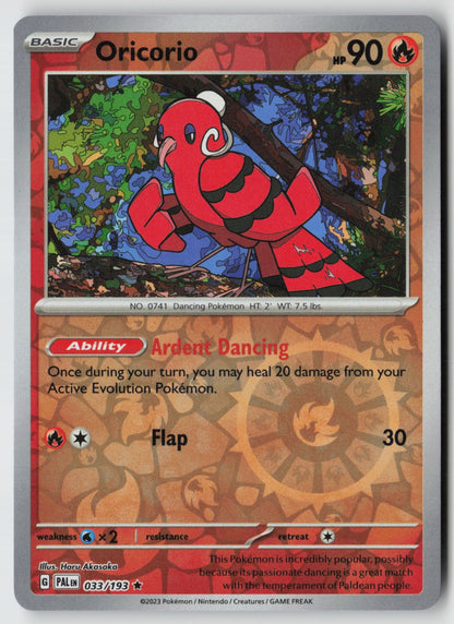 Oricorio 033/193 SV02: Paldea Evolved Rare Reverse Holo NM Haru Akasaka