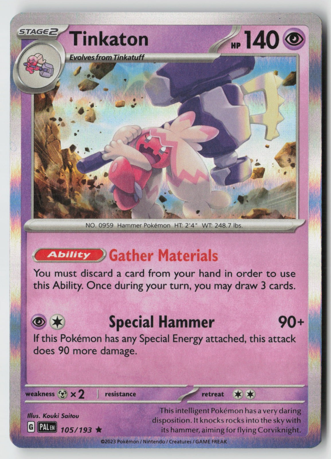 Tinkaton 105/193 SV02: Paldea Evolved Rare Holo NM Kouki Saitou