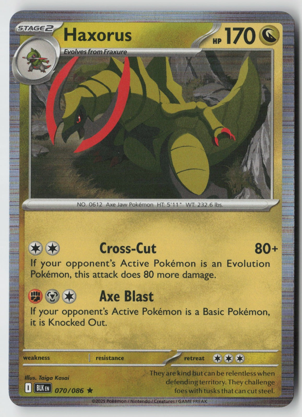Haxorus 070/086 SV: Black Bolt Rare Holo NM Taiga Kasai