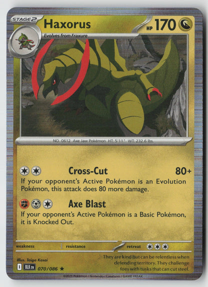 Haxorus 070/086 SV: Black Bolt Rare Holo NM Taiga Kasai