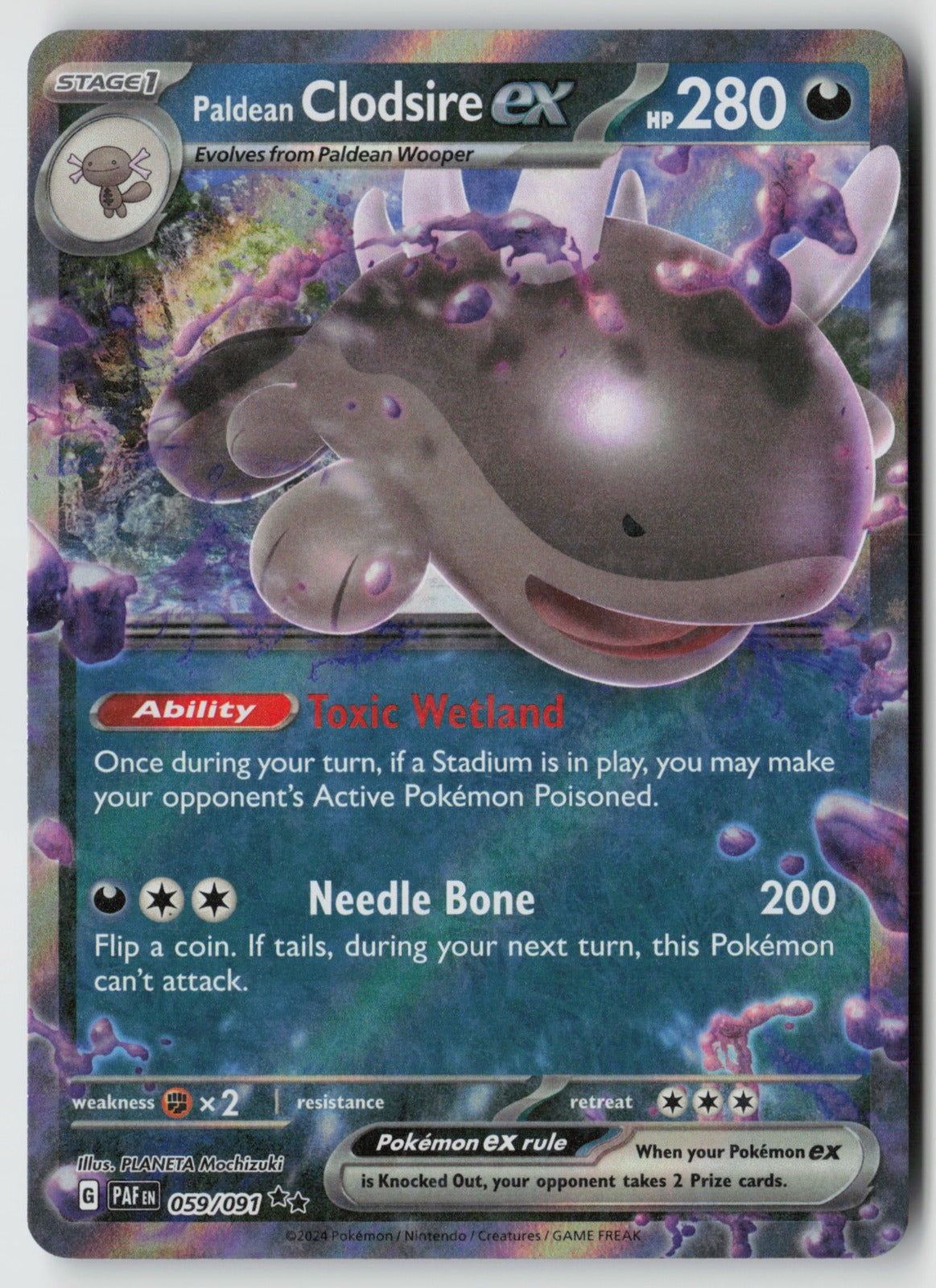 Paldean Clodsire ex 059/091 SV: Paldean Fates Double Rare Holo NM PLANETA