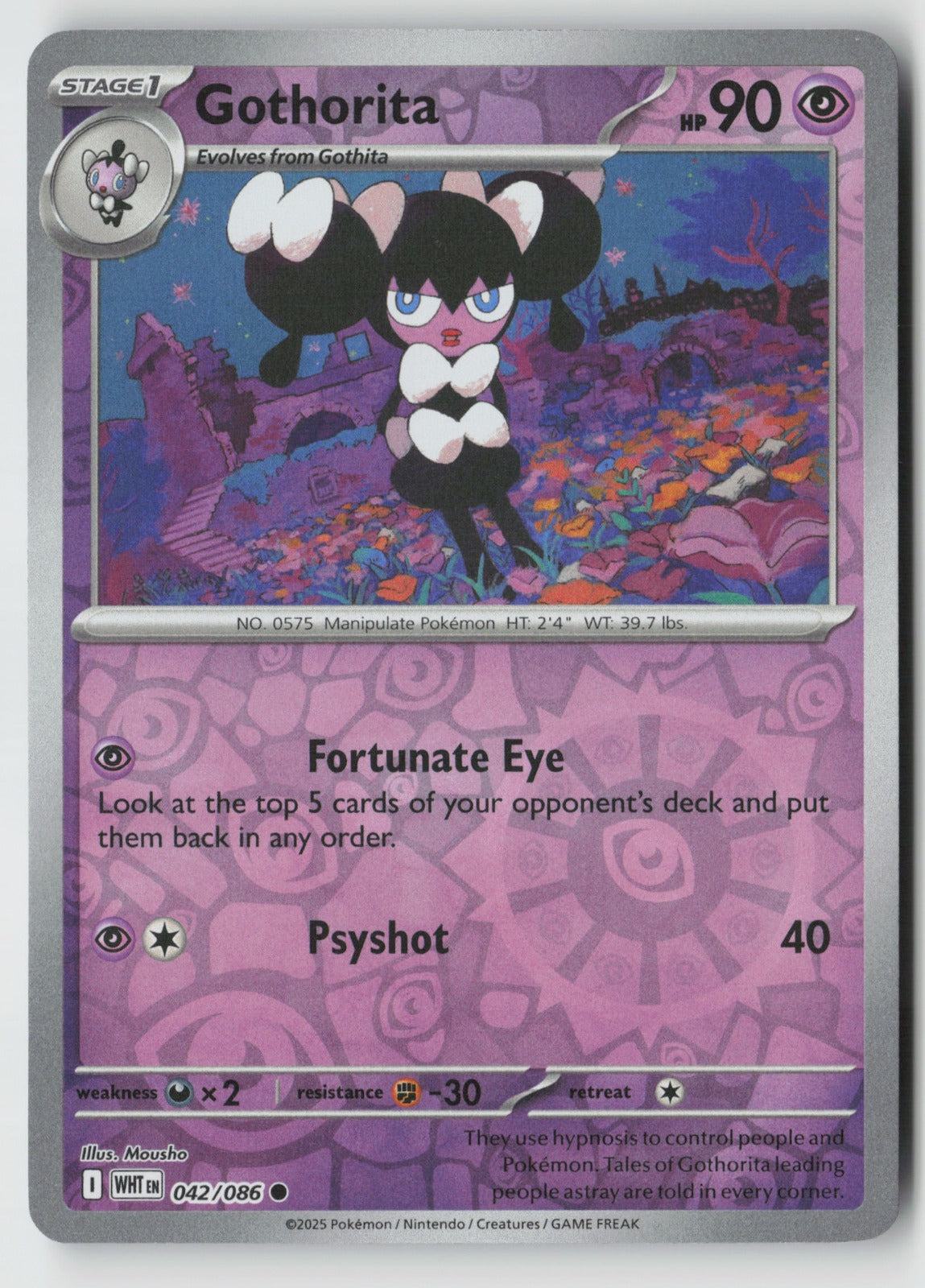 Gothorita 042/086 SV: White Flare Common Reverse Holo NM Mousho