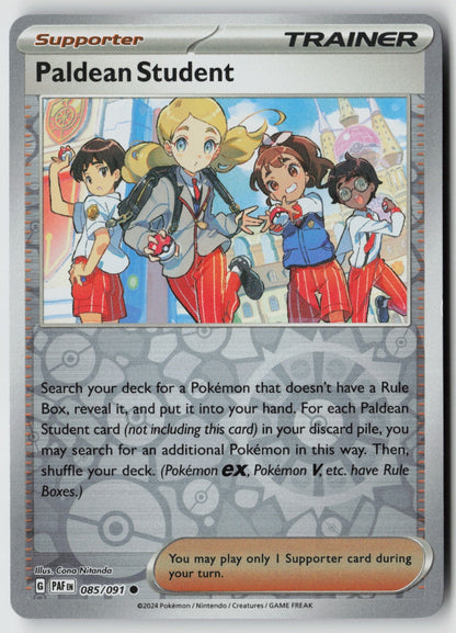 Paldean Student 085/091 SV: Paldean Fates Common Reverse Holo NM Cona Nitanda