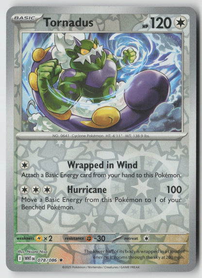 Tornadus 078/086 SV: White Flare Rare Reverse Holo NM Nisota Niso