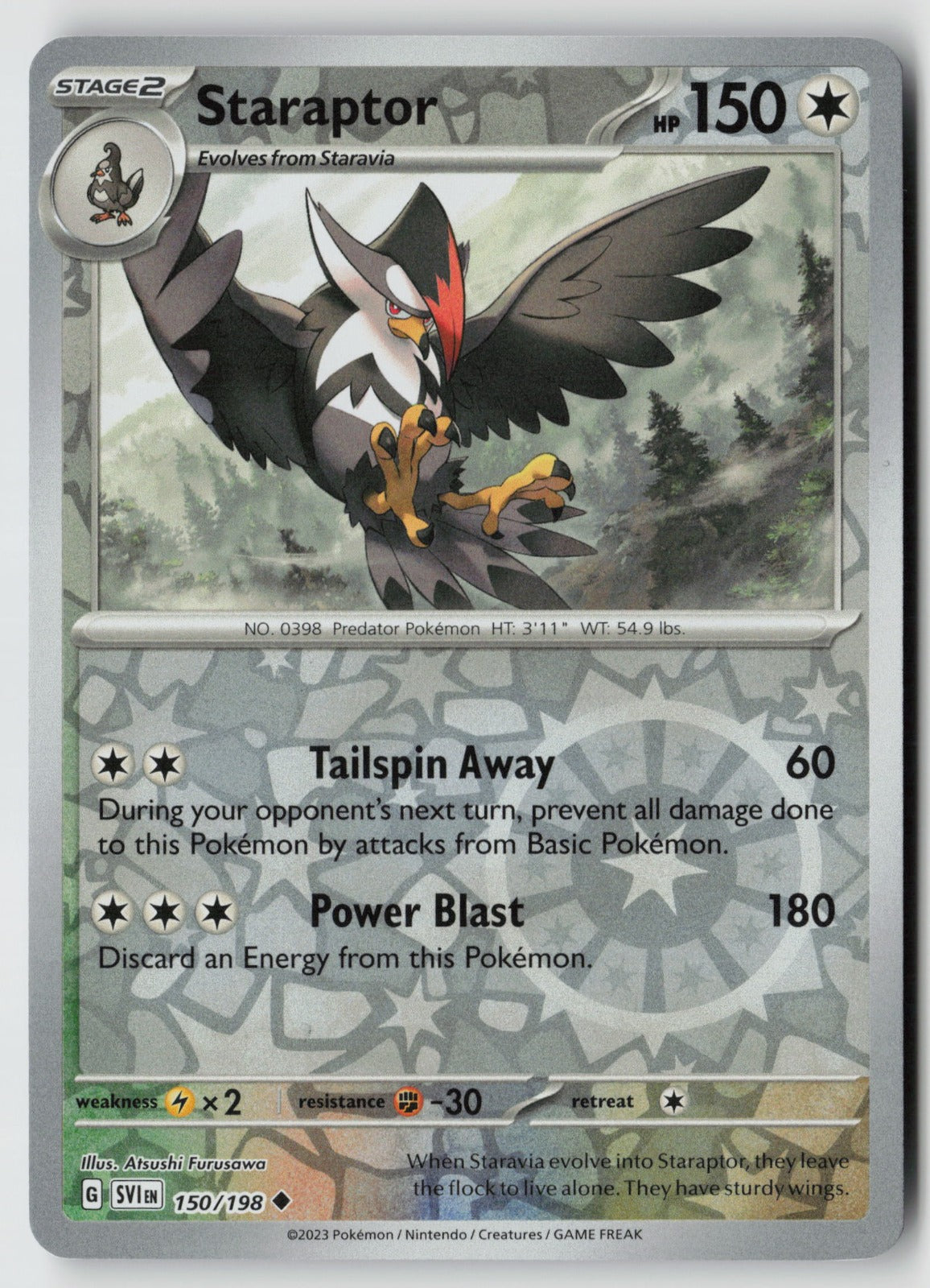 Staraptor 150/198 SV01: Scarlet & Violet Base Set Uncommon Reverse Holo NM