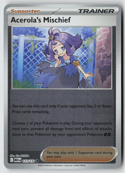 Acerola's Mischief 113/132 ME01: Mega Evolution Uncommon Reverse Holo NM