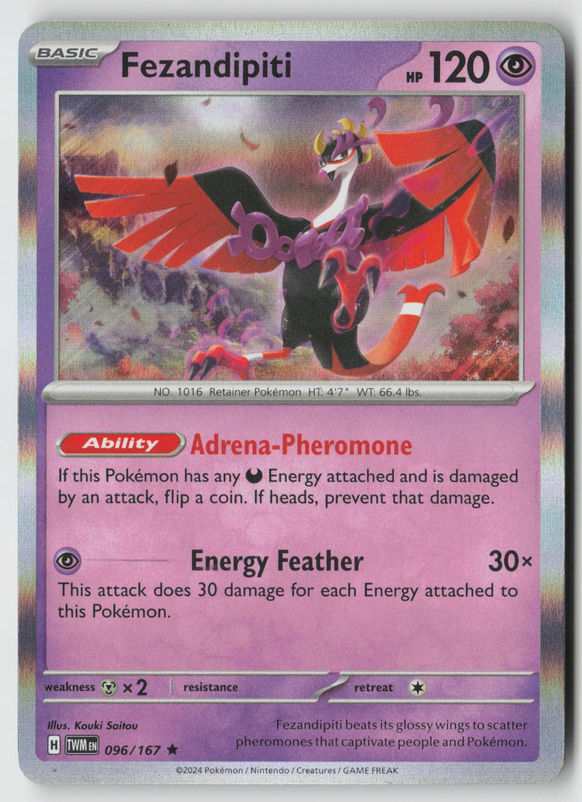 Fezandipiti 096/167 SV06: Twilight Masquerade Rare Holo NM Kouki Saitou