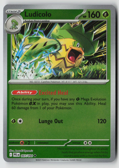 Ludicolo 007/094 ME02: Phantasmal Flames Uncommon Reverse Holo NM