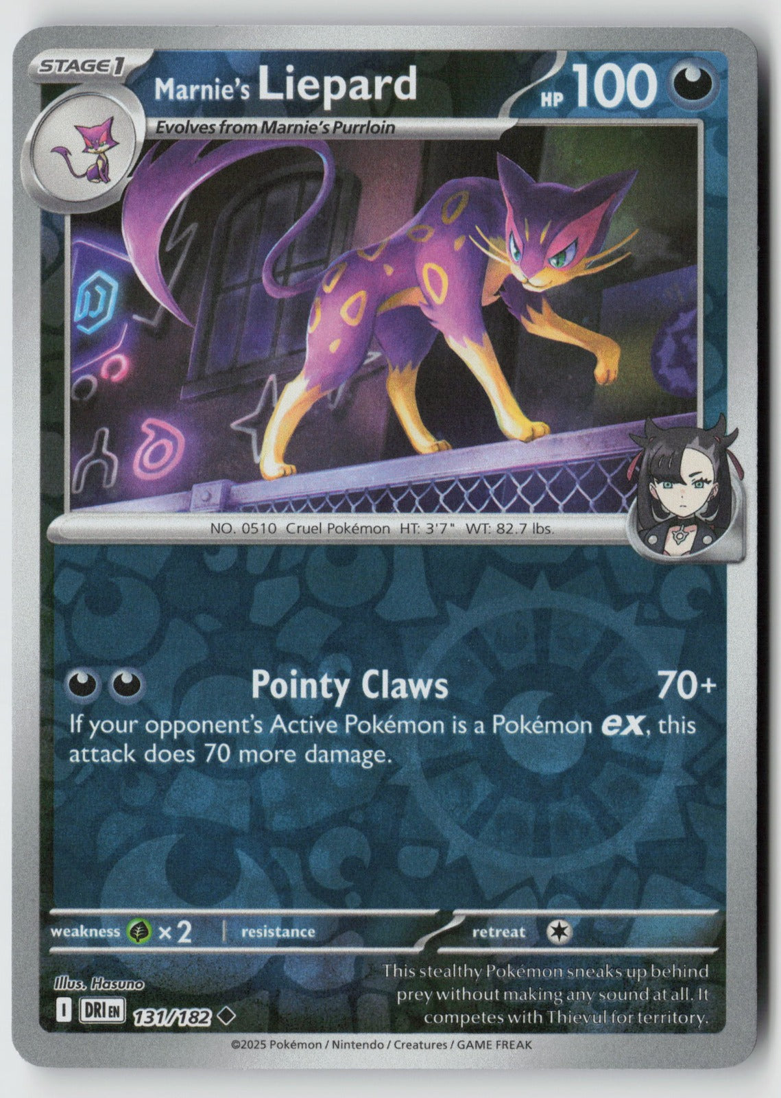 Marnie's Liepard 131/182 SV10: Destined Rivals Uncommon Reverse Holo NM