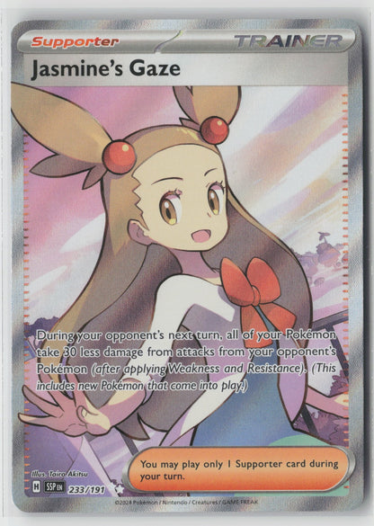 Jasmine's Gaze 233/191 SV08: Surging Sparks Ultra Rare Holo NM Taira Akitsu