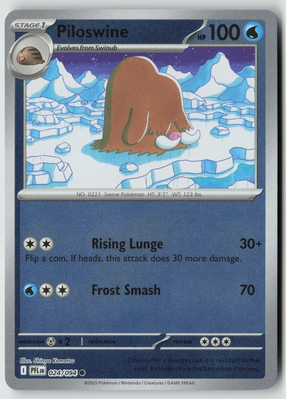 Piloswine 024/094 ME02: Phantasmal Flames Common Reverse Holo NM Shinya Komatsu