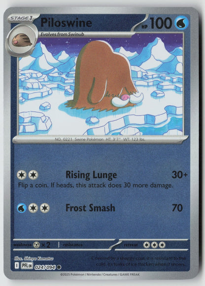 Piloswine 024/094 ME02: Phantasmal Flames Common Reverse Holo NM Shinya Komatsu