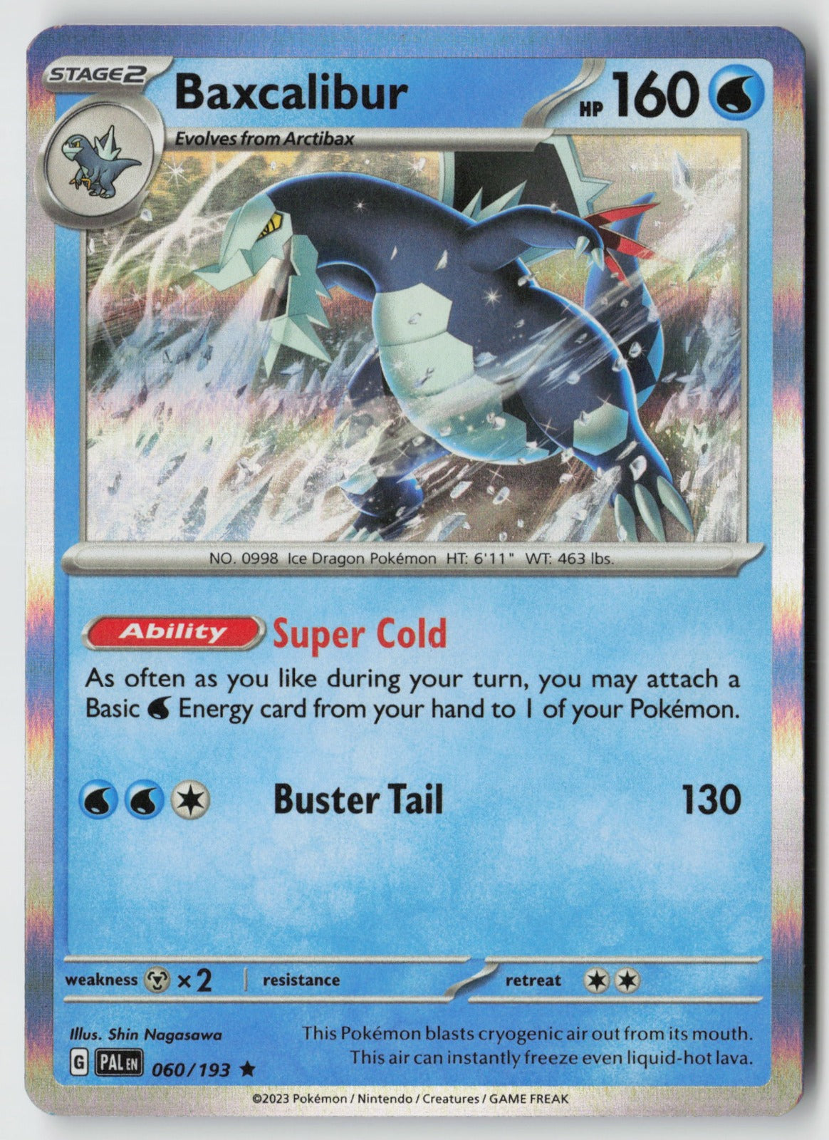 Baxcalibur 060/193 SV02: Paldea Evolved Rare Holo NM Shin Nagasawa