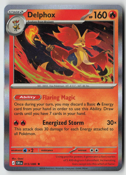 Delphox 013/086 ME04: Chaos Rising Rare Holo NM Gemi