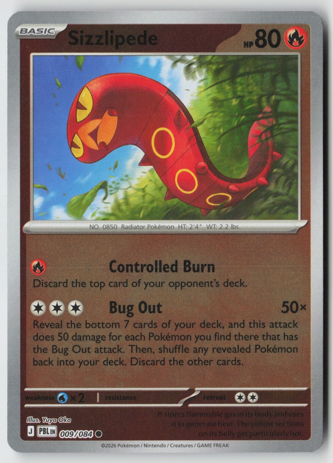 Sizzlipede 009/084 ME05: Pitch Black Common Reverse Holo NM Yuya Oka