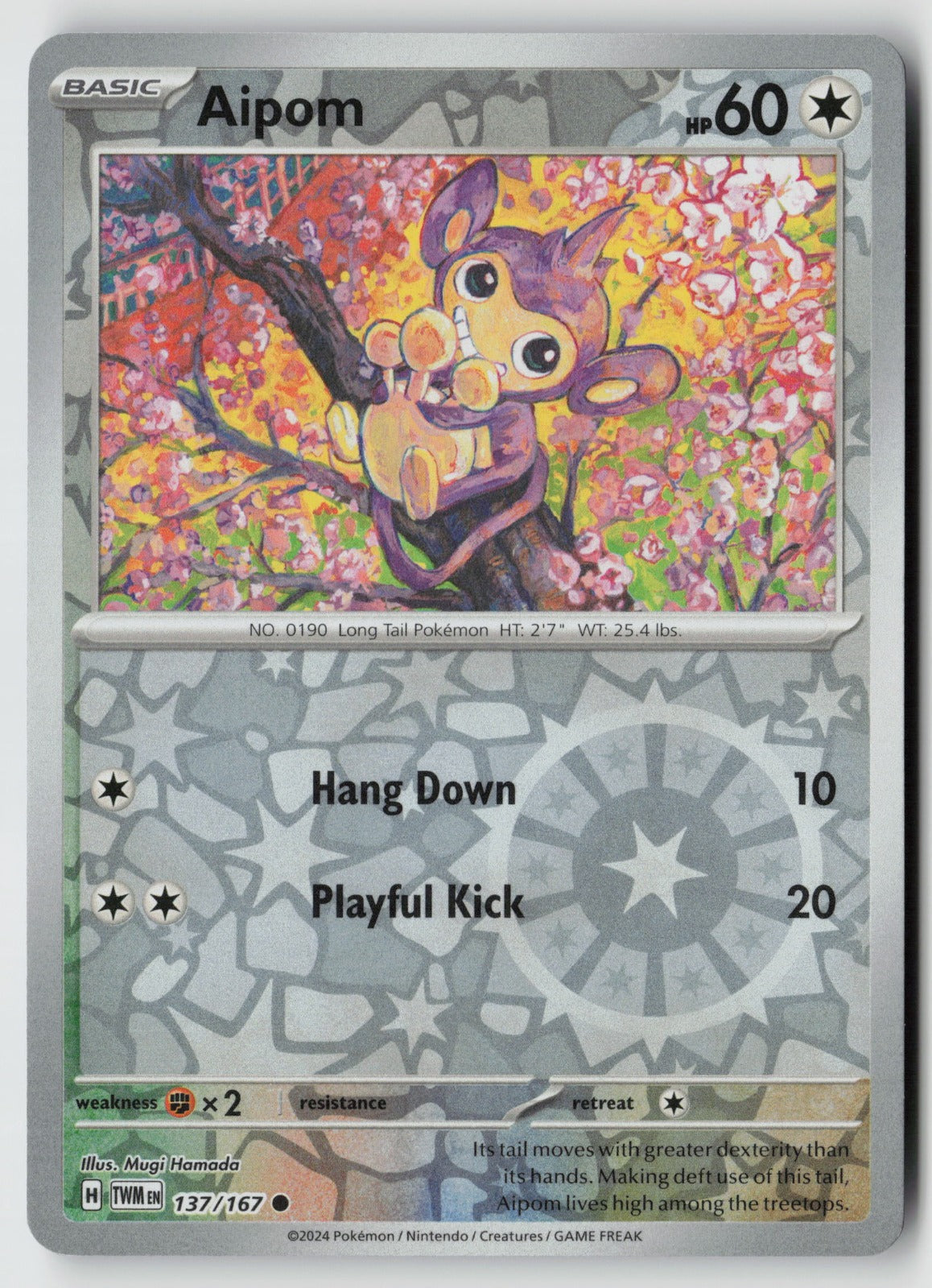 Aipom 137/167 SV06: Twilight Masquerade Common Reverse Holo NM Mugi Hamada