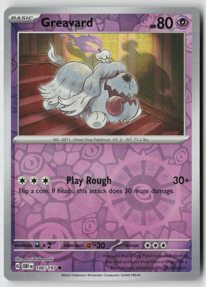 Greavard 100/197 SV03: Obsidian Flames Common Reverse Holo NM Pani Kobayashi
