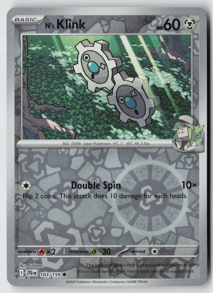 N's Klink 103/159 SV09: Journey Together Common Reverse Holo NM Saboteri