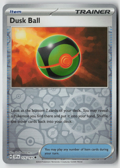 Dusk Ball 175/191 SV08: Surging Sparks Uncommon Reverse Holo NM Studio Bora Inc