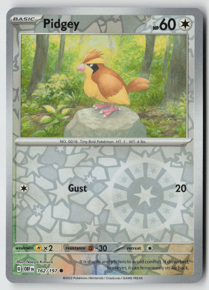 Pidgey 162/197 SV03: Obsidian Flames Common Reverse Holo NM Naoyo Kimura