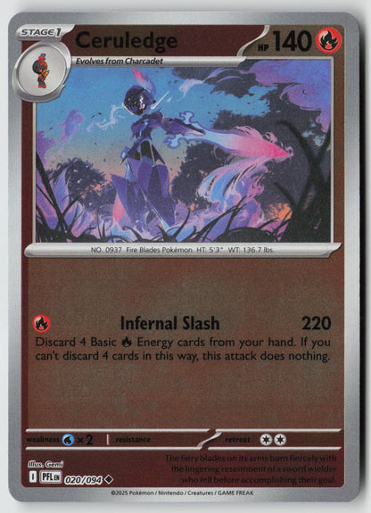 Ceruledge 020/094 ME02: Phantasmal Flames Uncommon Reverse Holo NM Gemi