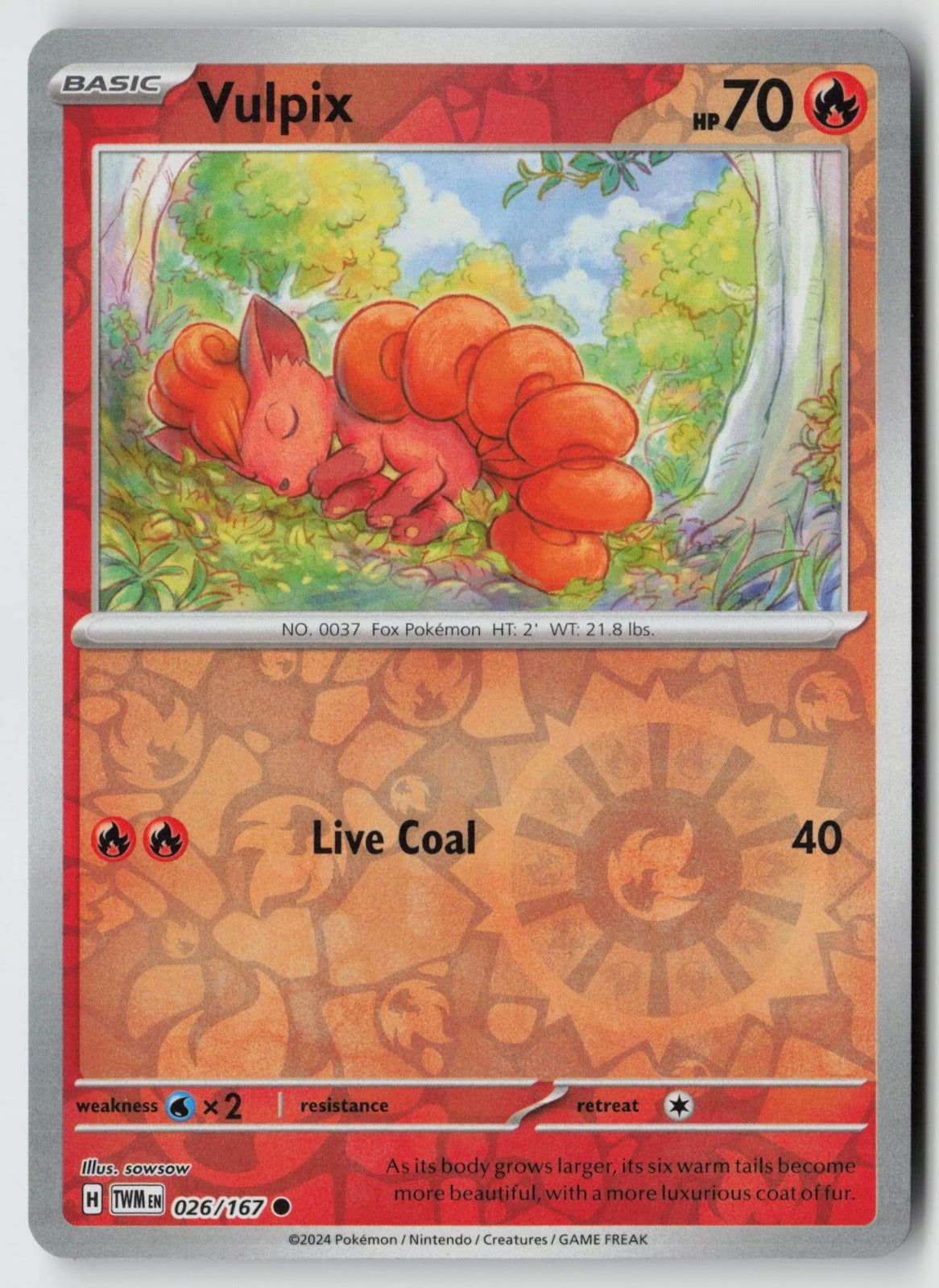 Vulpix 026/167 SV06: Twilight Masquerade Common Reverse Holo NM sowsow