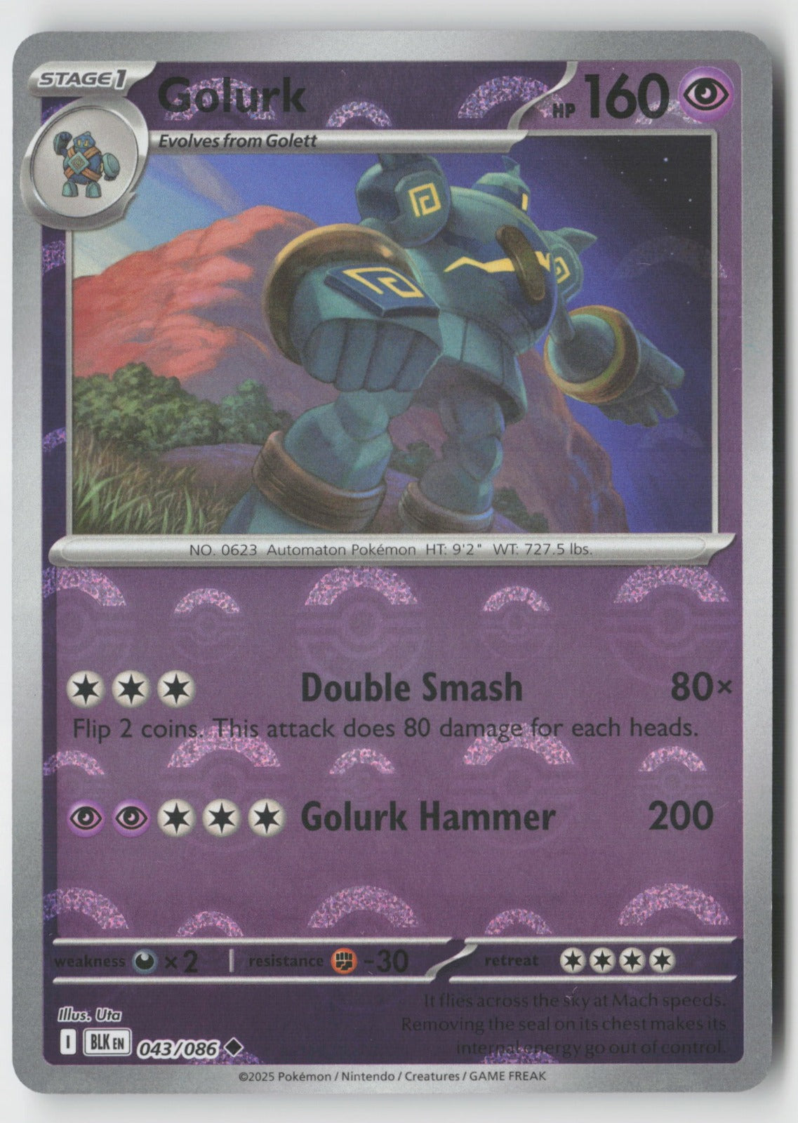 Golurk (Poke Ball Pattern) 043/086 SV: Black Bolt Uncommon Holo NM Uta