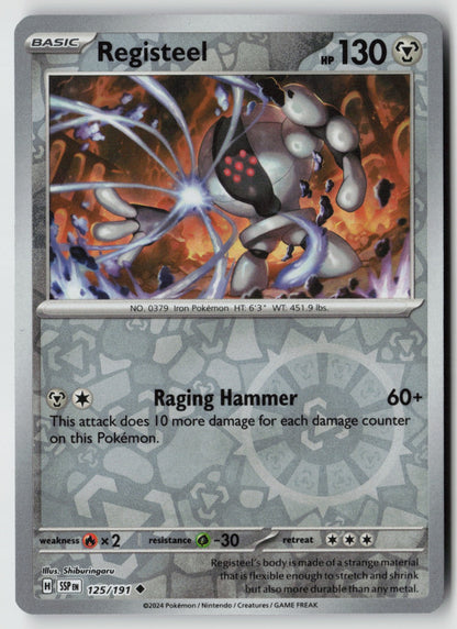 Registeel 125/191 SV08: Surging Sparks Uncommon Reverse Holo NM Shiburingaru