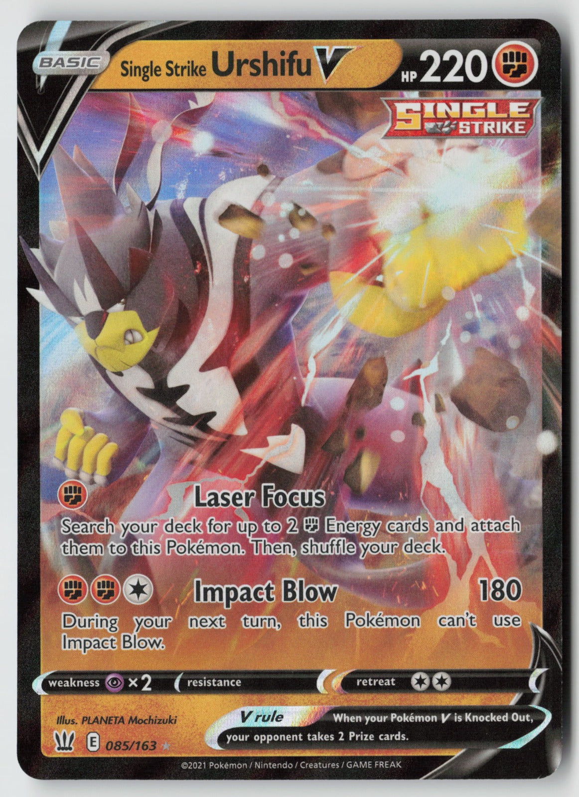 Single Strike Urshifu V 085/163 SWSH05: Battle Styles Ultra Rare Holo NM