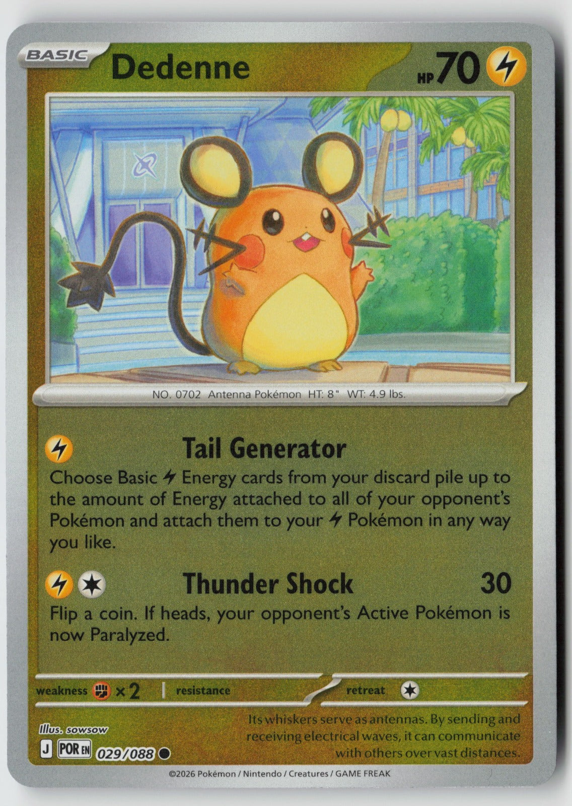 Dedenne 029/088 ME03: Perfect Order Common Reverse Holo NM sowsow