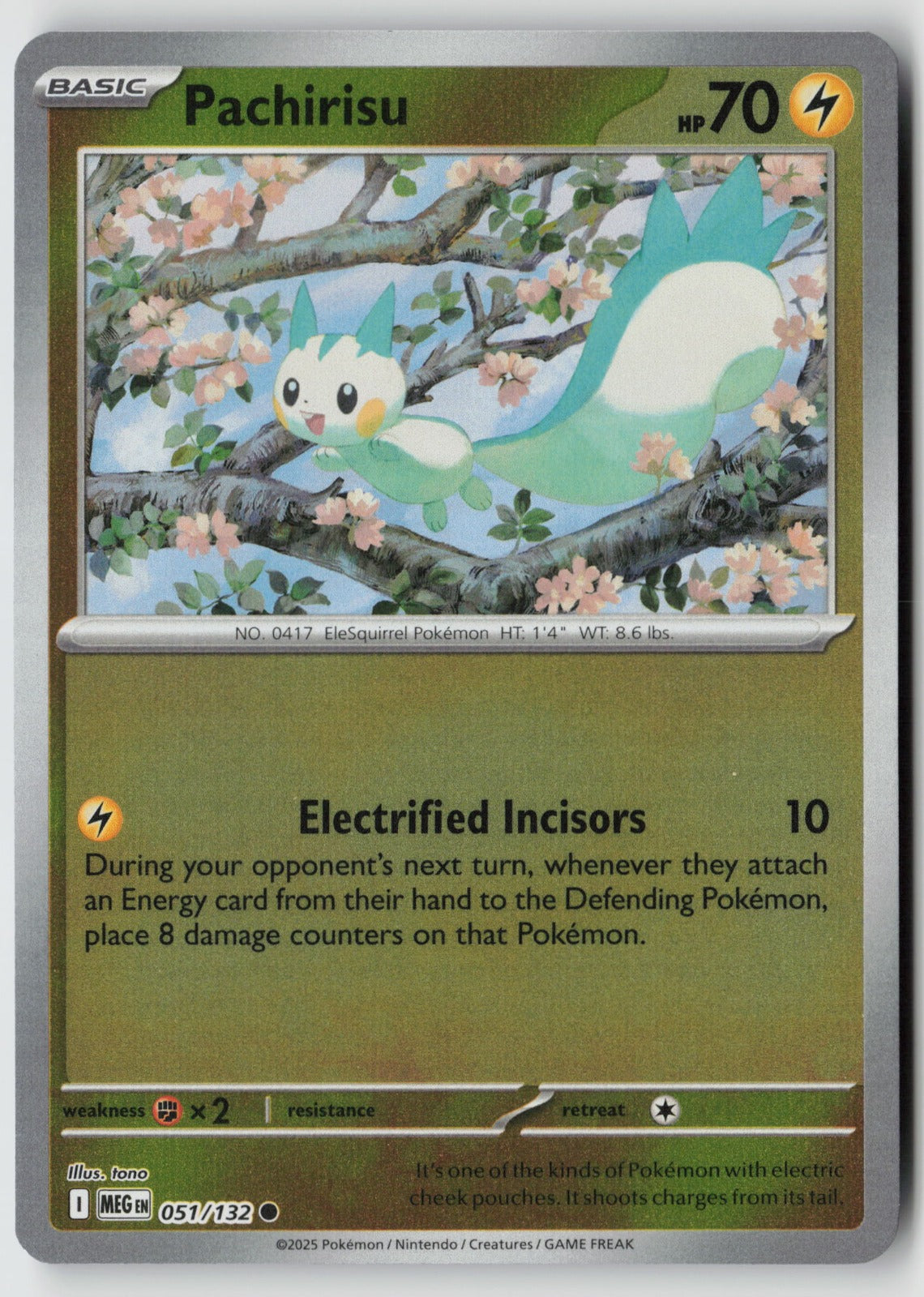 Pachirisu 051/132 ME01: Mega Evolution Common Reverse Holo NM tono