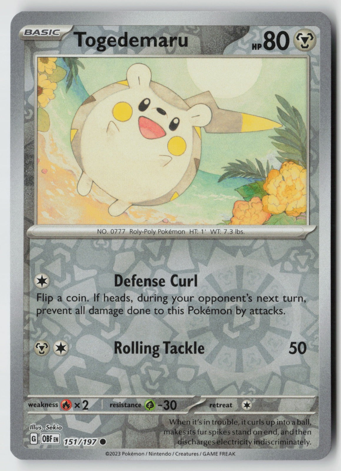 Togedemaru 151/197 SV03: Obsidian Flames Common Reverse Holo NM Sekio