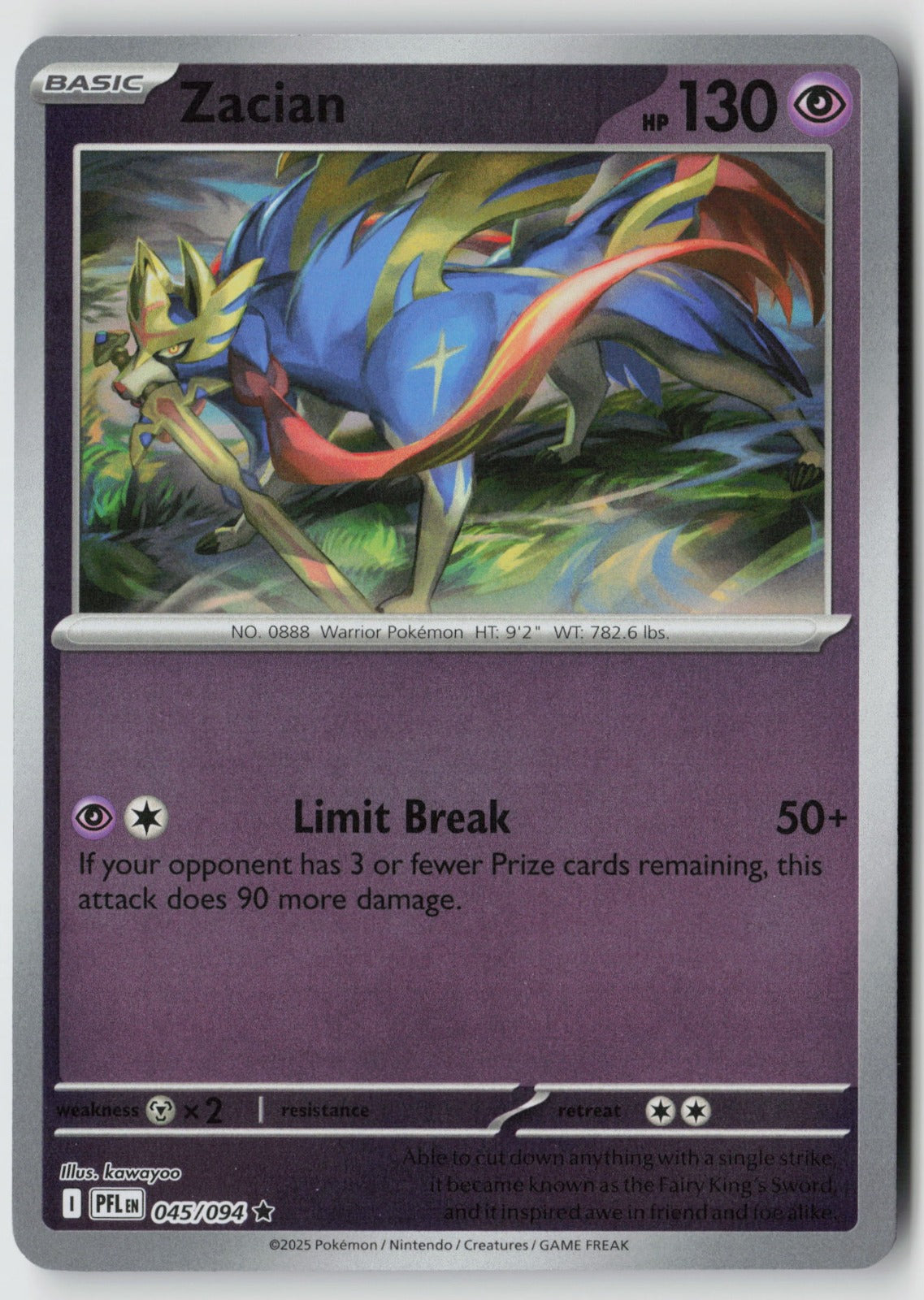 Zacian 045/094 ME02: Phantasmal Flames Rare Reverse Holo NM kawayoo