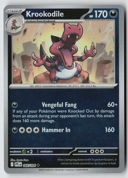 Krookodile 066/094 ME02: Phantasmal Flames Uncommon Reverse Holo NM Ryuta Fuse