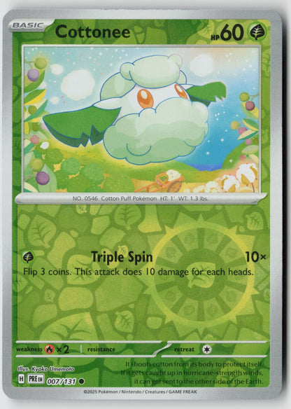 Cottonee 007/131 SV: Prismatic Evolutions Common Reverse Holo NM Kyoko Umemoto