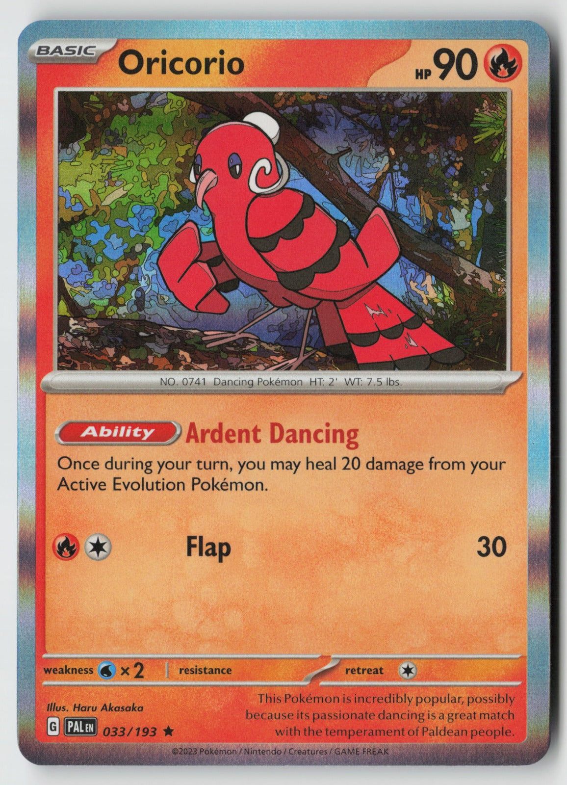 Oricorio 033/193 SV02: Paldea Evolved Rare Holo NM Haru Akasaka