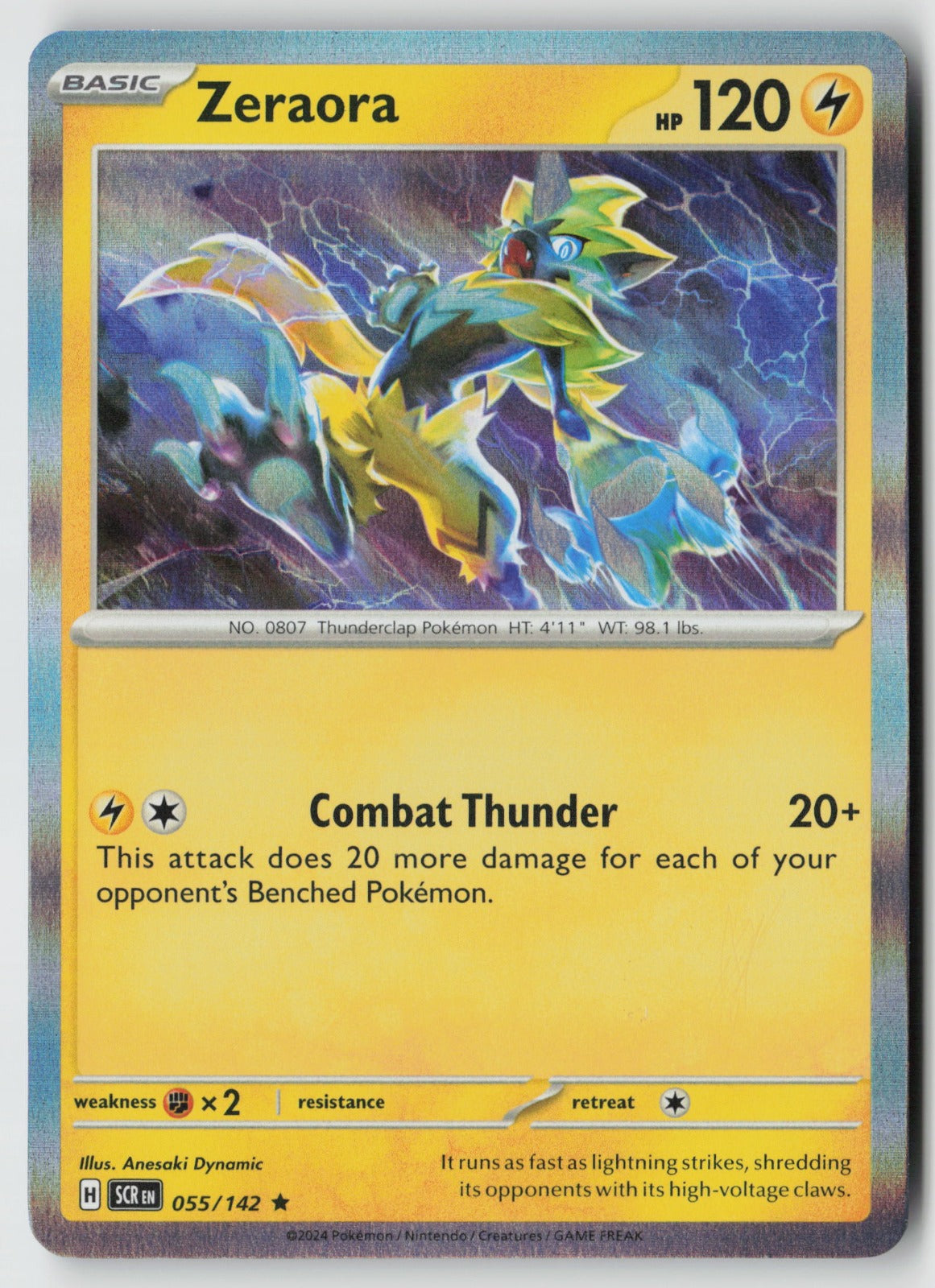 Zeraora 055/142 SV07: Stellar Crown Rare Holo NM Anesaki Dynamic