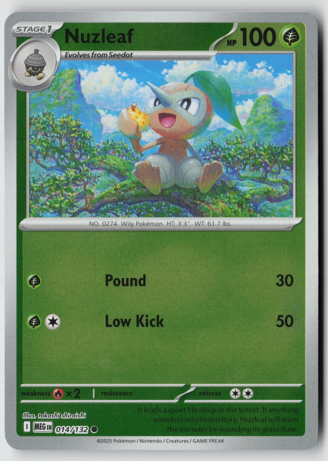 Nuzleaf 014/132 ME01: Mega Evolution Common Reverse Holo NM takashi shiraishi