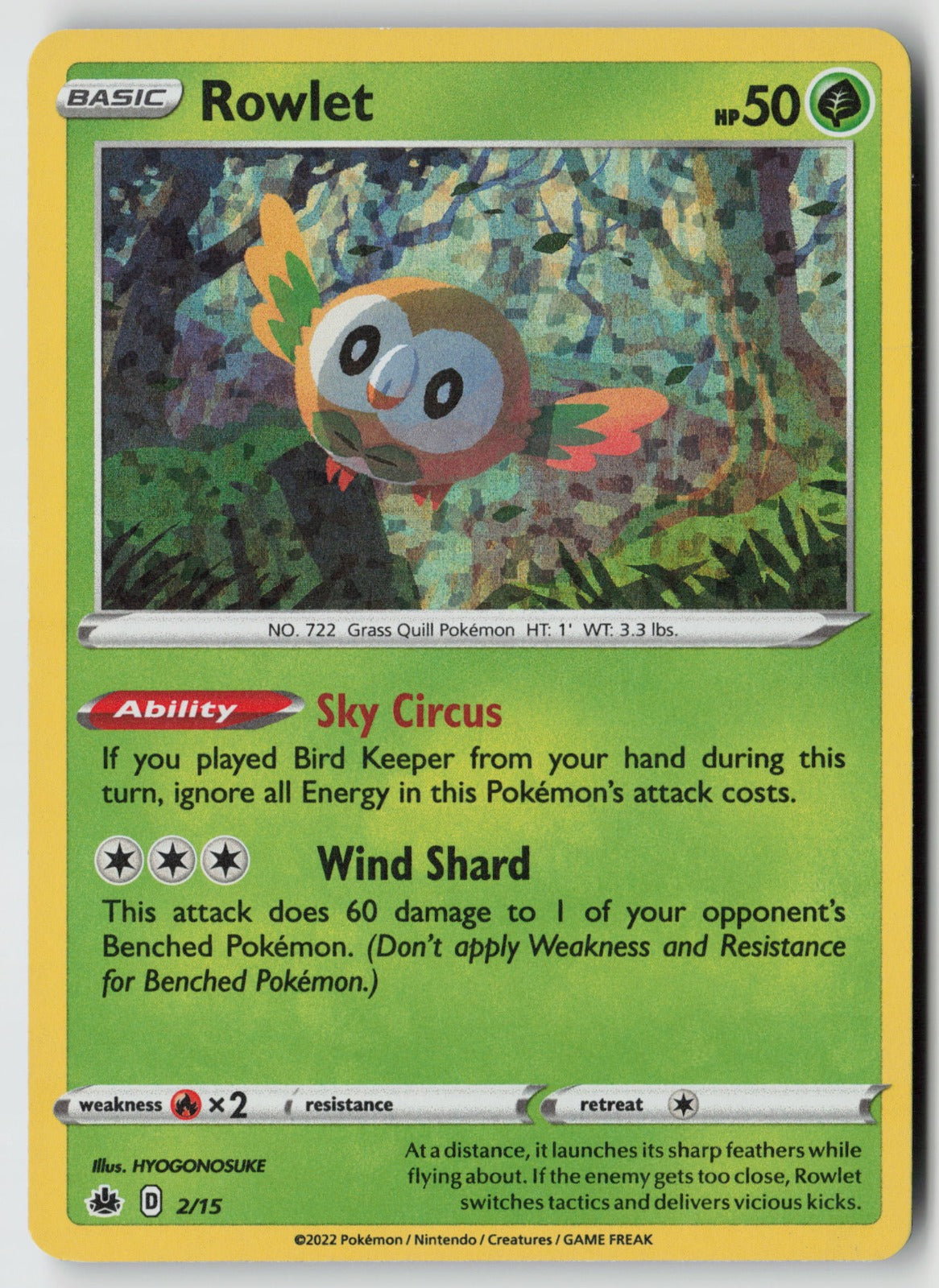 Rowlet 002/015 McDonald's Promos 2022 Promo Holo NM HYOGONOSUKE