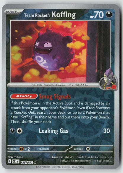 Team Rocket's Koffing 125/182 SV10: Destined Rivals Common Reverse Holo NM