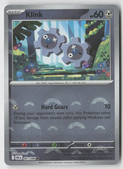 Klink (Poke Ball Pattern) 061/086 SV: Black Bolt Common Holo NM Amelicart