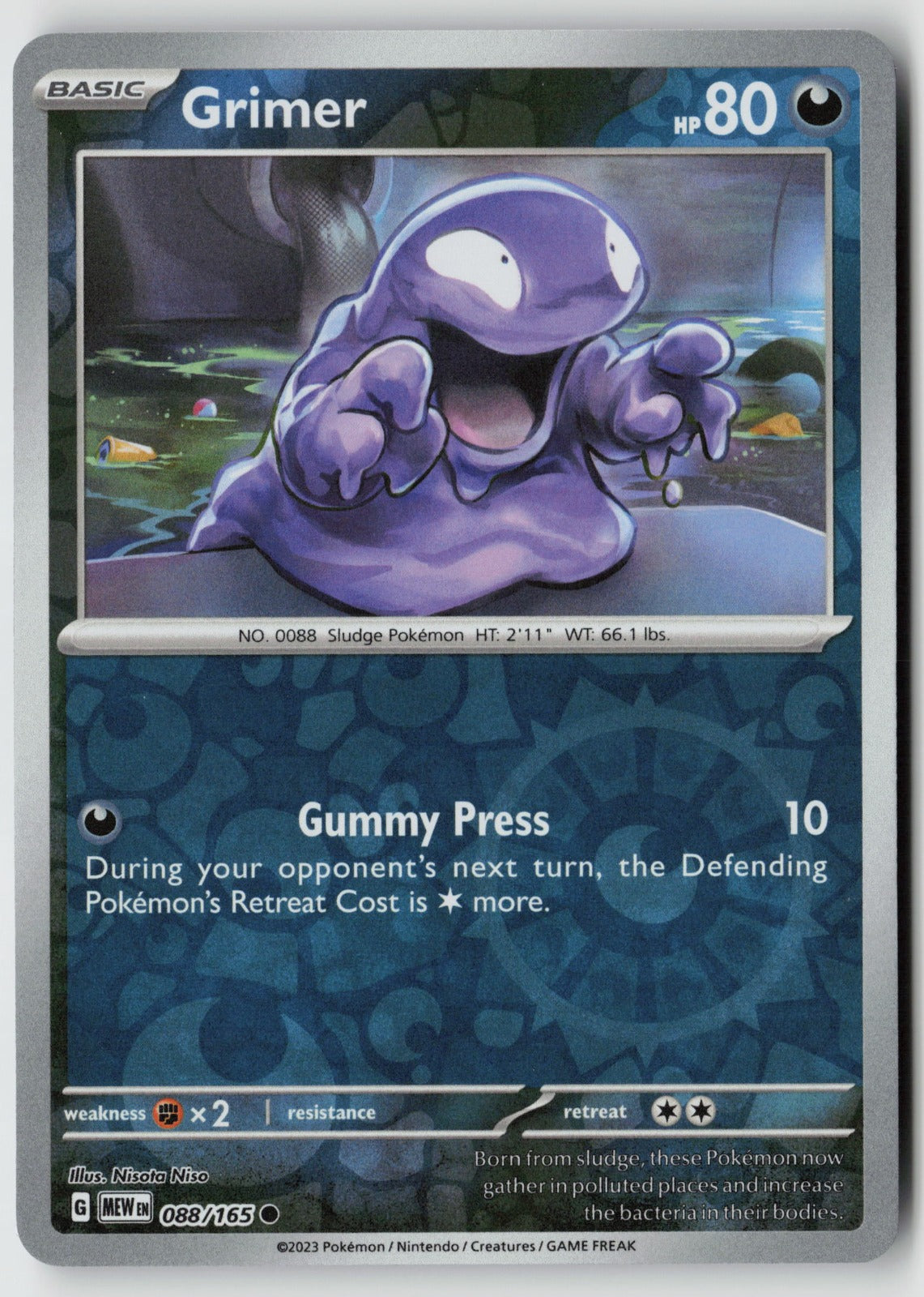 Grimer 088/165 SV: Scarlet & Violet 151 Common Reverse Holo NM Nisota Niso