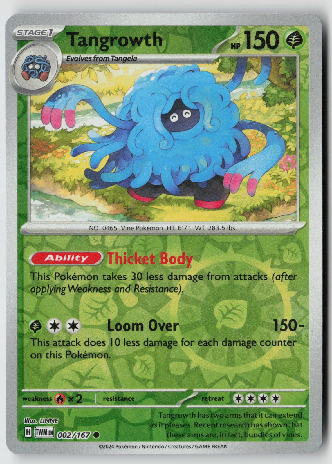 Tangrowth 002/167 SV06: Twilight Masquerade Common Reverse Holo NM LINNE