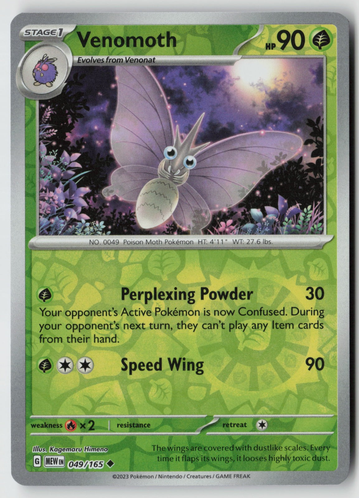 Venomoth 049/165 SV: Scarlet & Violet 151 Uncommon Reverse Holo NM
