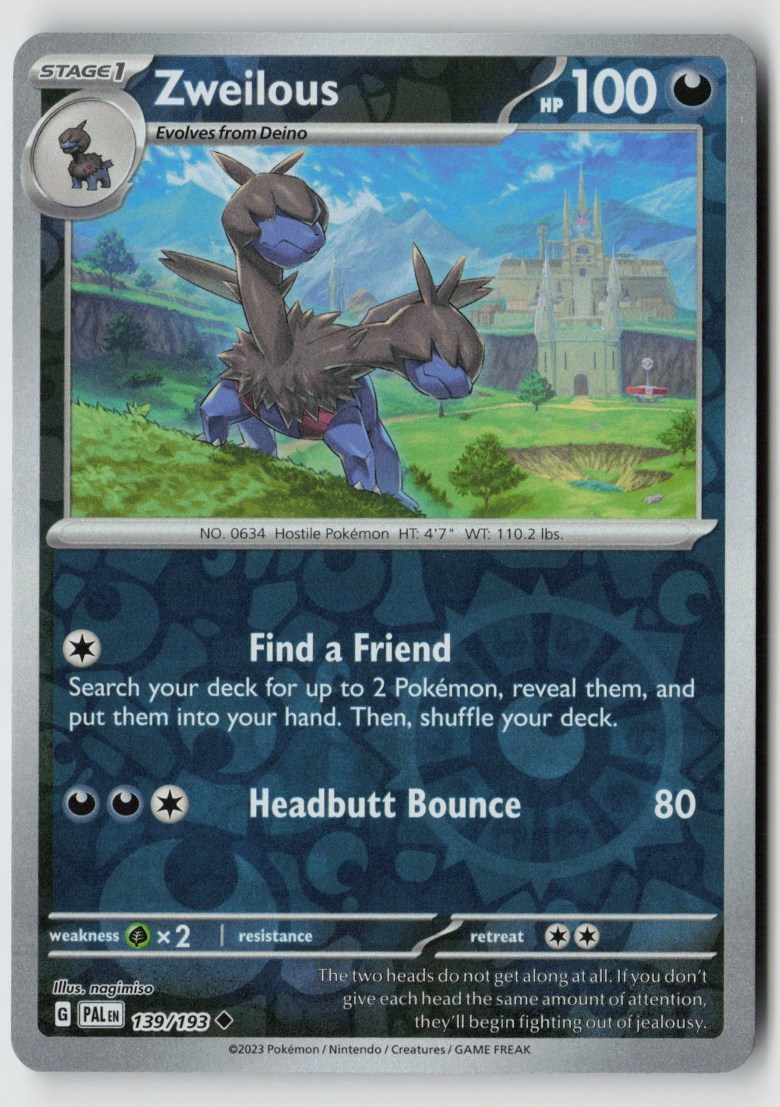 Zweilous 139/193 SV02: Paldea Evolved Uncommon Reverse Holo NM nagimiso