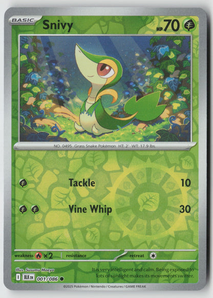 Snivy 001/086 SV: Black Bolt Common Reverse Holo NM Susumu Maeya