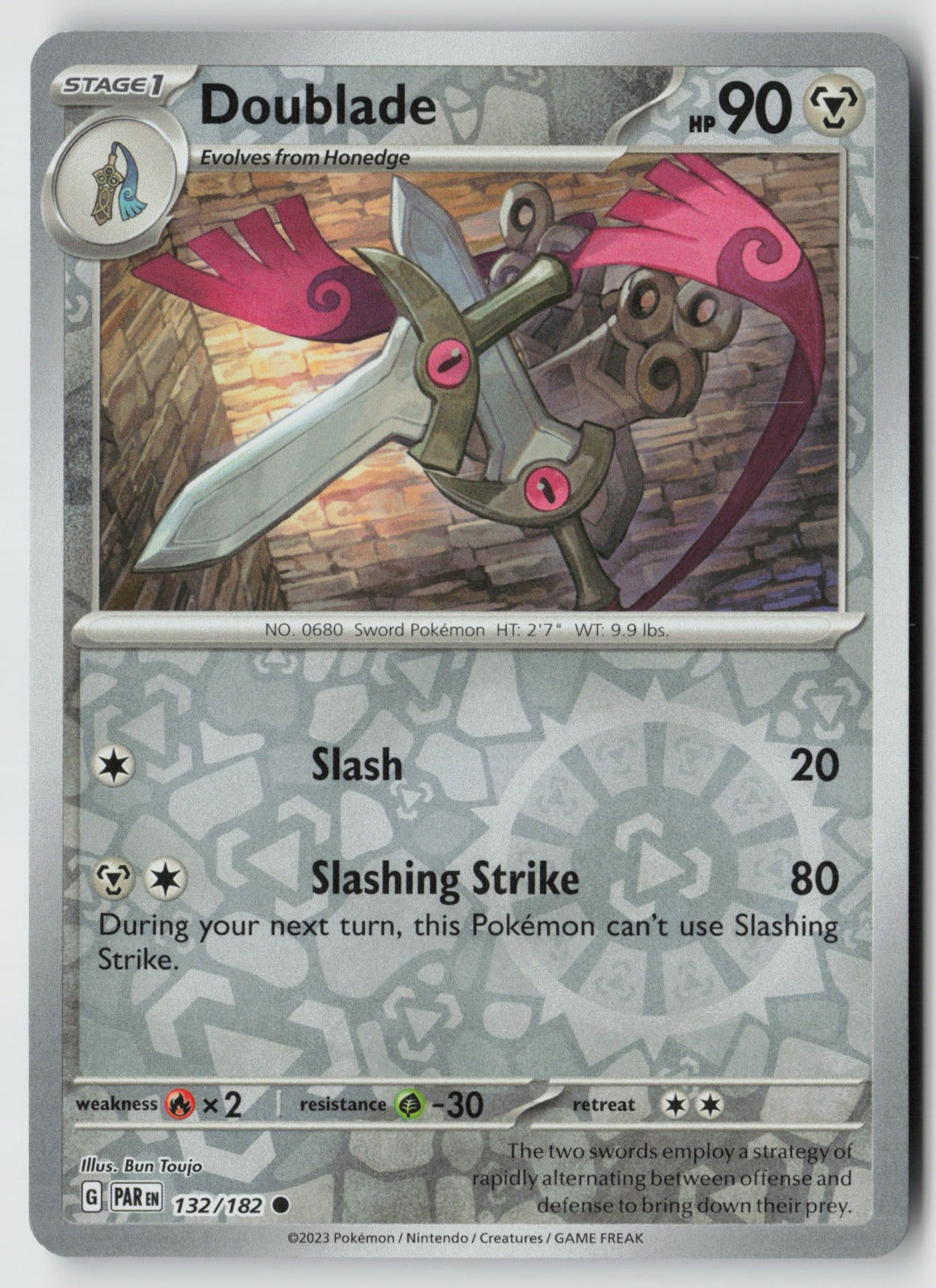 Doublade 132/182 SV04: Paradox Rift Common Reverse Holo NM Bun Toujo