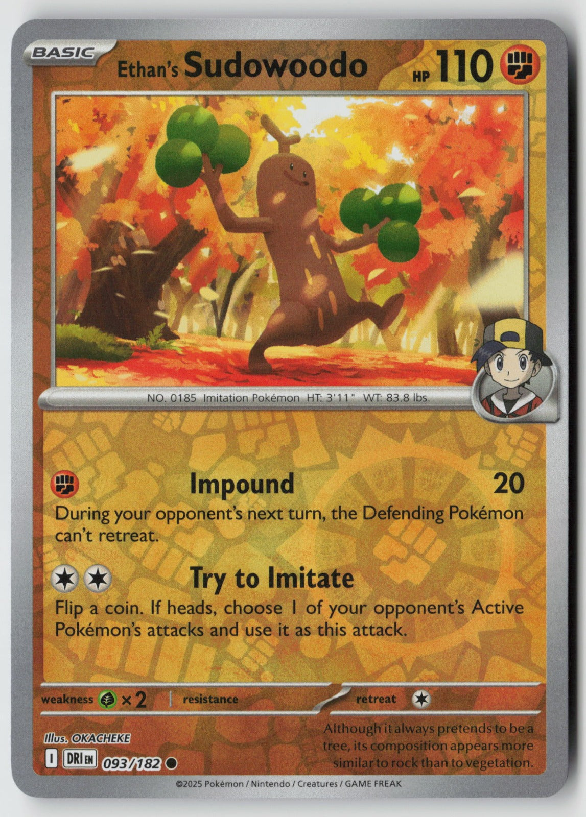 Ethan's Sudowoodo 093/182 SV10: Destined Rivals Common Reverse Holo NM