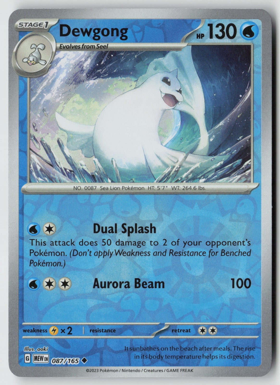 Dewgong 087/165 SV: Scarlet & Violet 151 Uncommon Reverse Holo NM aoki